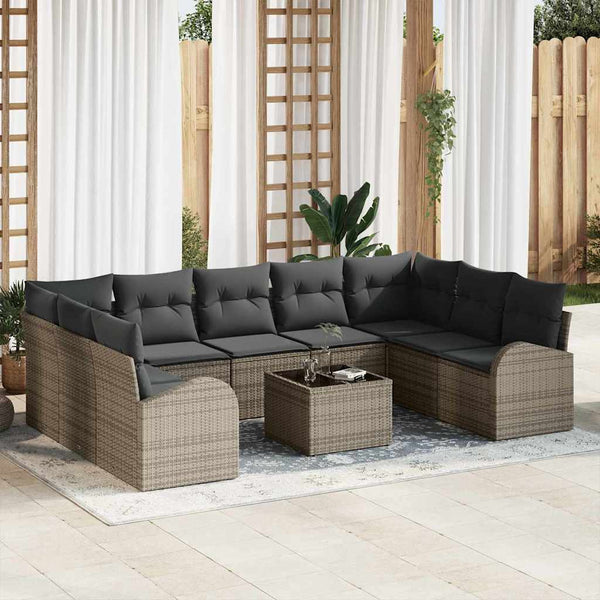 Tuin Sofa Set Met Kussen 9 Pcs Poly Riet