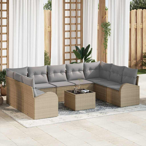 Tuin Sofa Set Met Kussen 9 Pcs Poly Riet