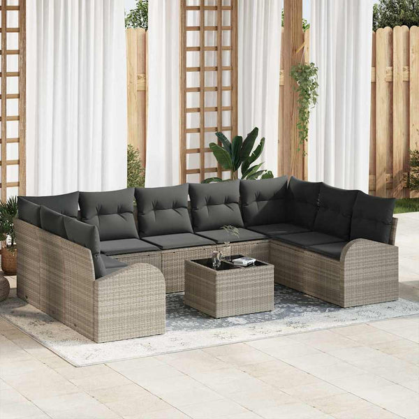 Tuin Sofa Set Met Kussen 9 Pcs Poly Riet