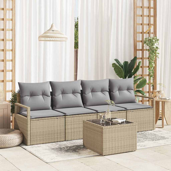 Tuin Sofa Set Met Kussen 5 Pcs En Crème 55 X 55 X 37 Cm