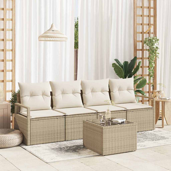 Tuin Sofa Set Met Kussen 5 Pcs En Crème 55 X 55 X 37 Cm