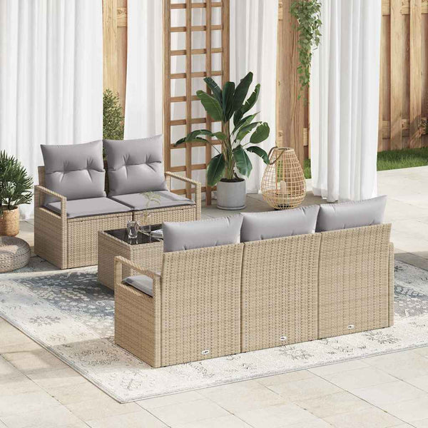 Tuin Sofa Set Met Kussen 6 Pcs En Crème 55 X 55 X 37 Cm