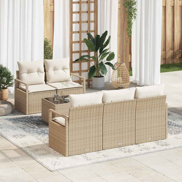 Tuin Sofa Set Met Kussen 6 Pcs En Crème 55 X 55 X 37 Cm