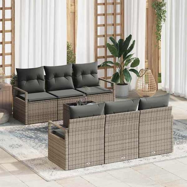 Tuin Sofa Set Met Kussen 7 Pcs En Crème 55 X 55 X 37 Cm