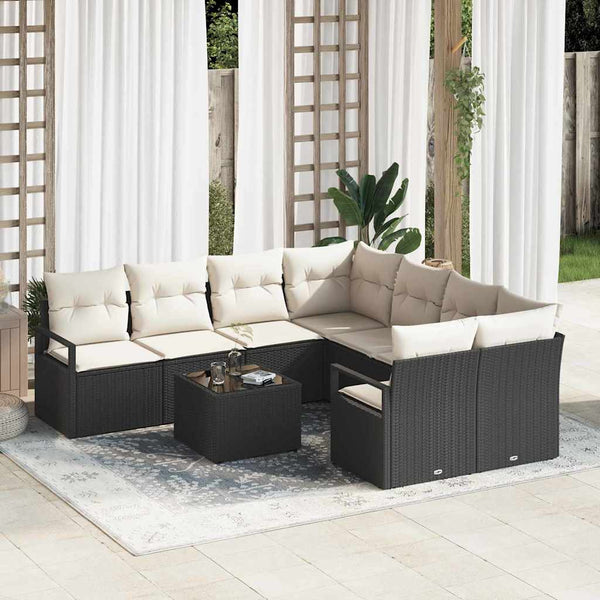 Tuin Sofa Set Met Kussen 9 Pcs En Crème 55 X 55 X 37 Cm