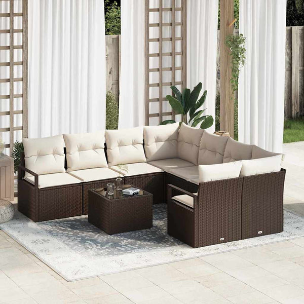 Tuin Sofa Set Met Kussen 9 Pcs En Crème 55 X 55 X 37 Cm