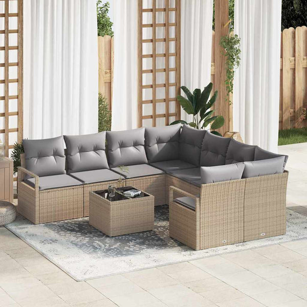 Tuin Sofa Set Met Kussen 9 Pcs En Crème 55 X 55 X 37 Cm