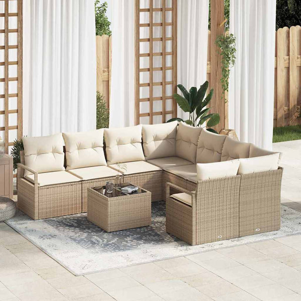 Tuin Sofa Set Met Kussen 9 Pcs En Crème 55 X 55 X 37 Cm