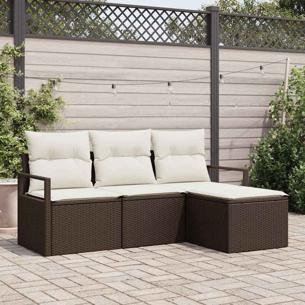 Tuin Sofa Set Met Kussen Met Opslag 4 Pcs En Crème