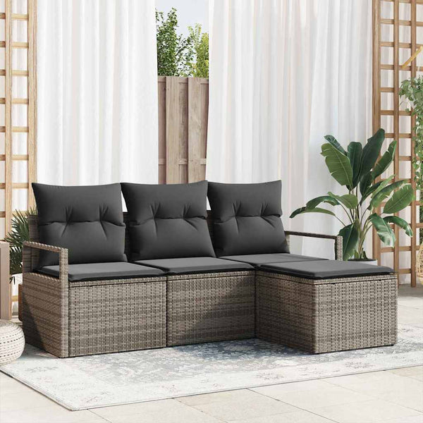 Tuin Sofa Set Met Kussen Met Opslag 4 Pcs En Crème
