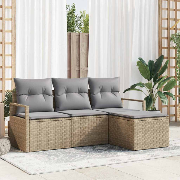 Tuin Sofa Set Met Kussen Met Opslag 4 Pcs En Crème