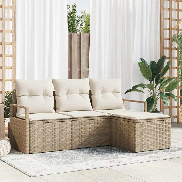 Tuin Sofa Set Met Kussen Met Opslag 4 Pcs En Crème