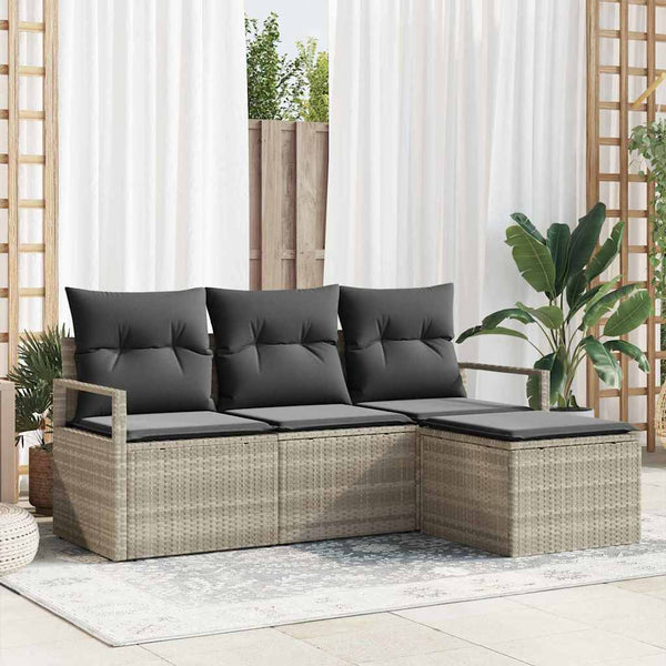 Tuin Sofa Set Met Kussen Met Opslag 4 Pcs En Crème