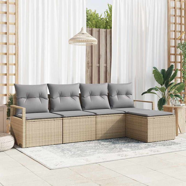 Tuin Sofa Set Met Kussen Met Opslag 5 Pcs En Crème