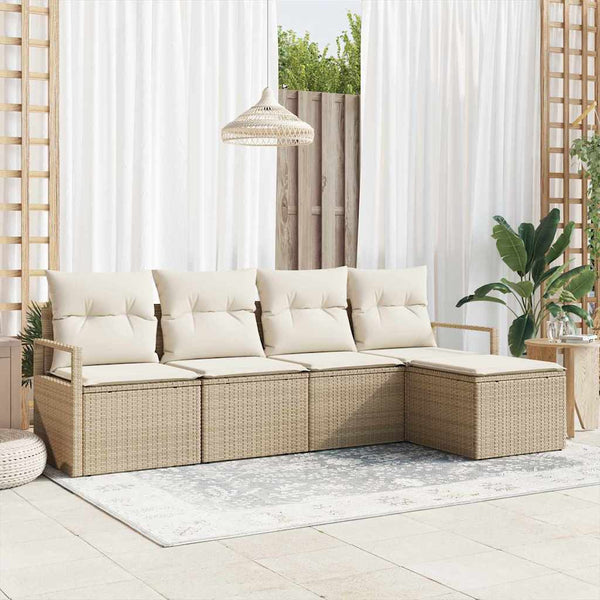 Tuin Sofa Set Met Kussen Met Opslag 5 Pcs En Crème