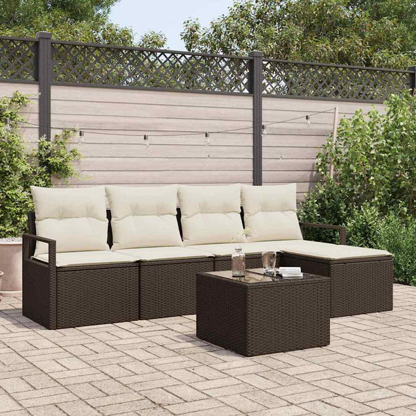 Tuin Sofa Set Met Kussen Met Opslag 5 Pcs En Crème