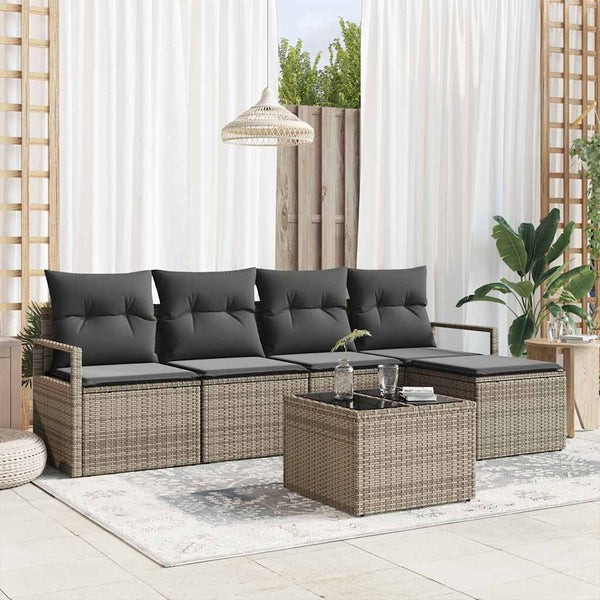 Tuin Sofa Set Met Kussen Met Opslag 5 Pcs En Crème