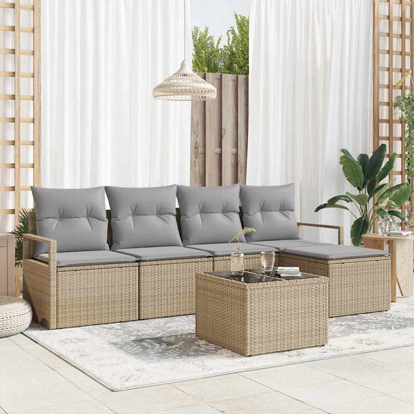 Tuin Sofa Set Met Kussen Met Opslag 5 Pcs En Crème