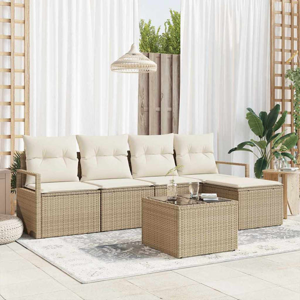 Tuin Sofa Set Met Kussen Met Opslag 5 Pcs En Crème