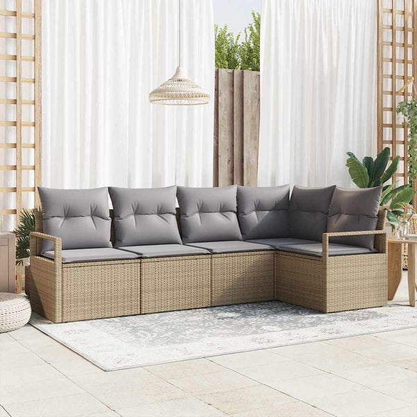 Tuin Sofa Set Met Kussen Met Opslag 5 Pcs En Crème