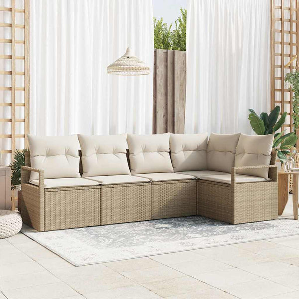 Tuin Sofa Set Met Kussen Met Opslag 5 Pcs En Crème