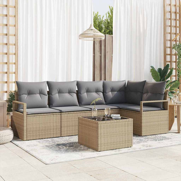 Tuin Sofa Set Met Kussen Met Opslag 5 Pcs En Crème