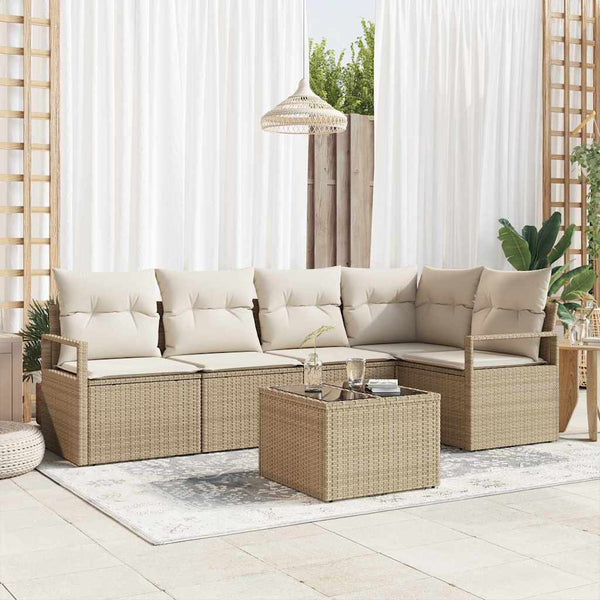 Tuin Sofa Set Met Kussen Met Opslag 5 Pcs En Crème