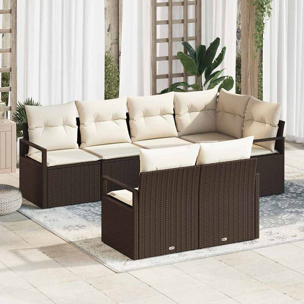 Tuin Sofa Set Met Kussen Met Opslag 7 Pcs En Crème