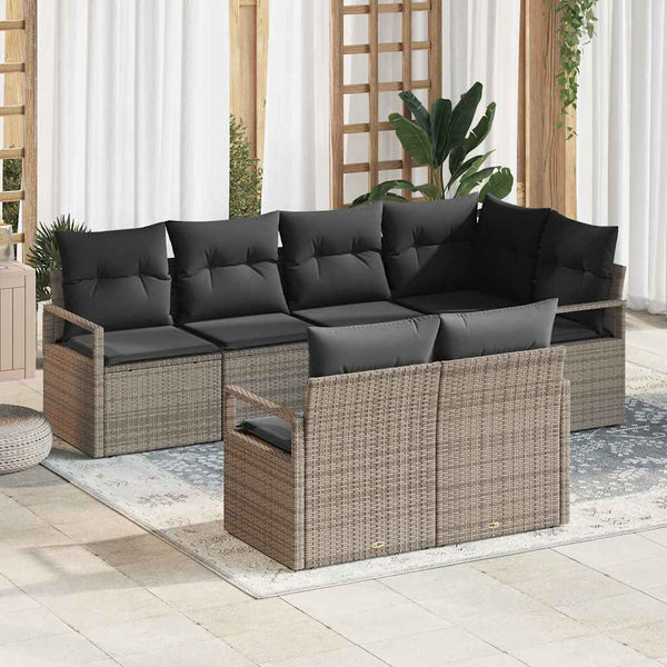 Tuin Sofa Set Met Kussen Met Opslag 7 Pcs En Crème