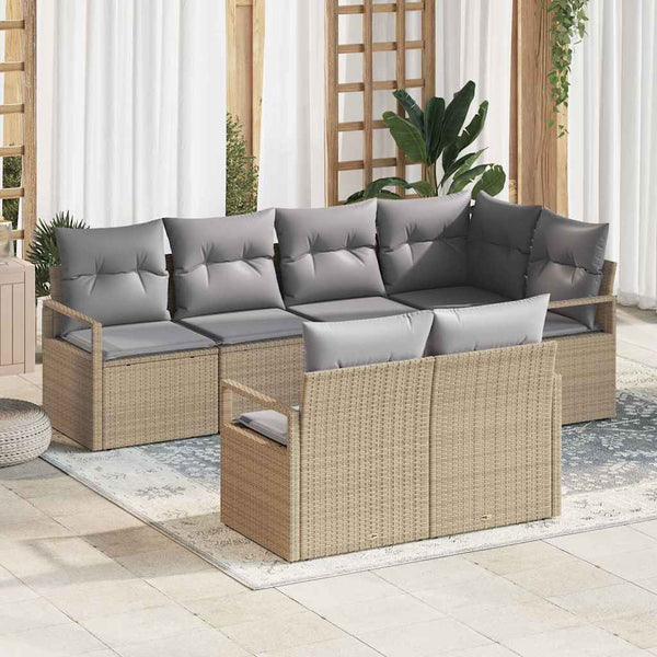 Tuin Sofa Set Met Kussen Met Opslag 7 Pcs En Crème