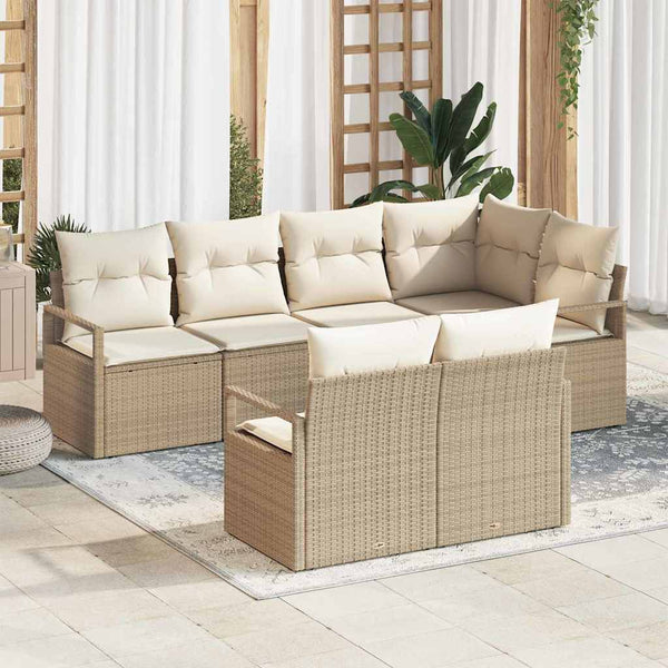 Tuin Sofa Set Met Kussen Met Opslag 7 Pcs En Crème