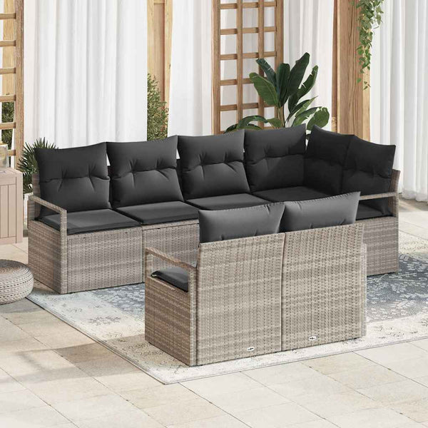 Tuin Sofa Set Met Kussen Met Opslag 7 Pcs En Crème