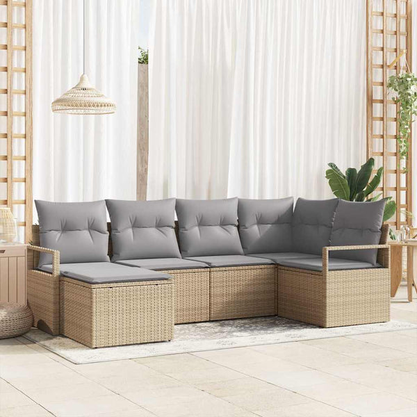 Tuin Sofa Set Met Kussen Met Opslag 6 Pcs En Crème