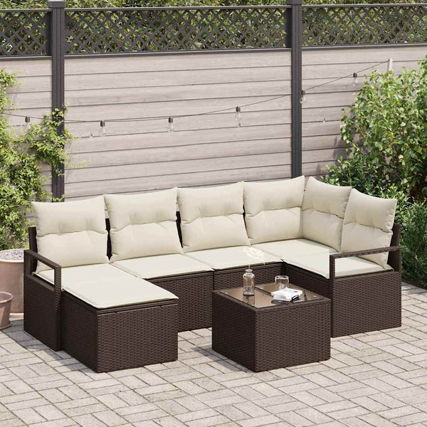 Tuin Sofa Set Met Kussen Met Opslag 6 Pcs En Crème