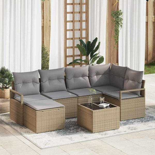 Tuin Sofa Set Met Kussen Met Opslag 6 Pcs En Crème