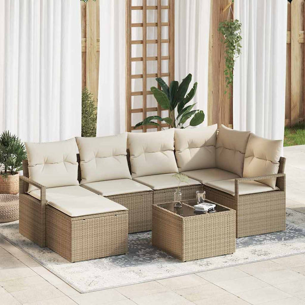 Tuin Sofa Set Met Kussen Met Opslag 6 Pcs En Crème