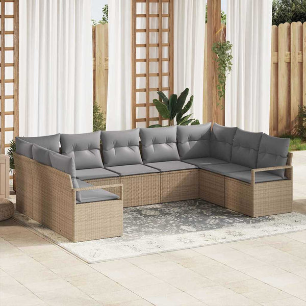 Tuin Sofa Set Met Kussen Met Opslag 9 Pcs En Crème