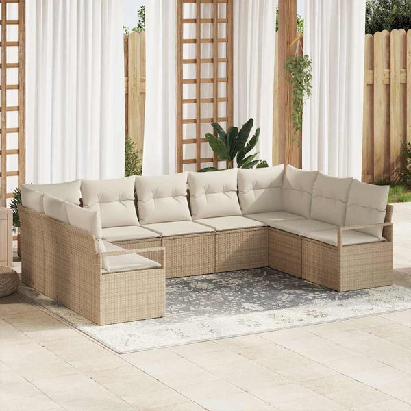 Tuin Sofa Set Met Kussen Met Opslag 9 Pcs En Crème