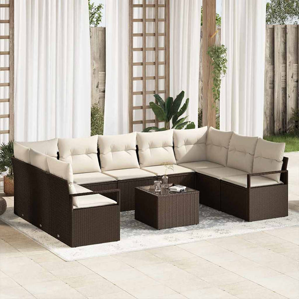 Tuin Sofa Set Met Kussen Met Opslag 9 Pcs En Crème