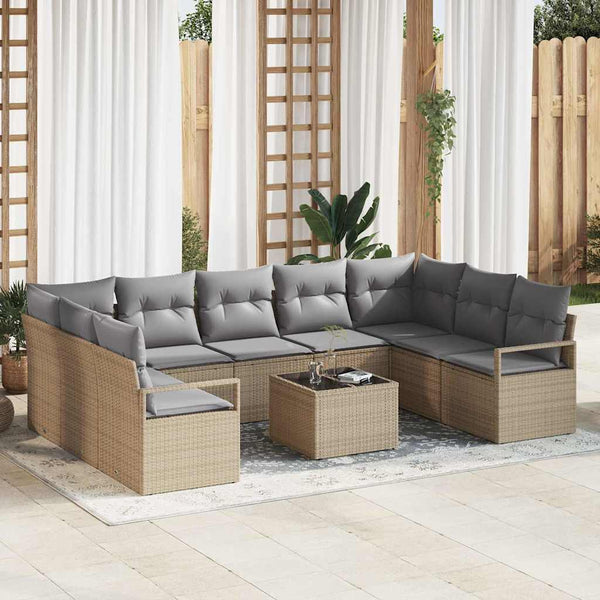 Tuin Sofa Set Met Kussen Met Opslag 9 Pcs En Crème