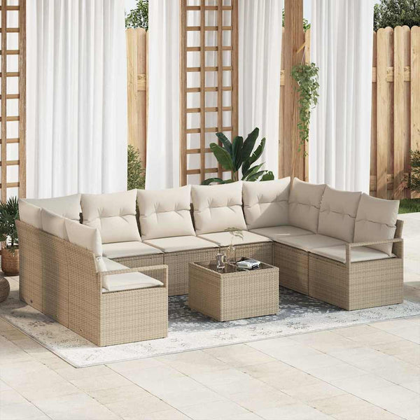 Tuin Sofa Set Met Kussen Met Opslag 9 Pcs En Crème