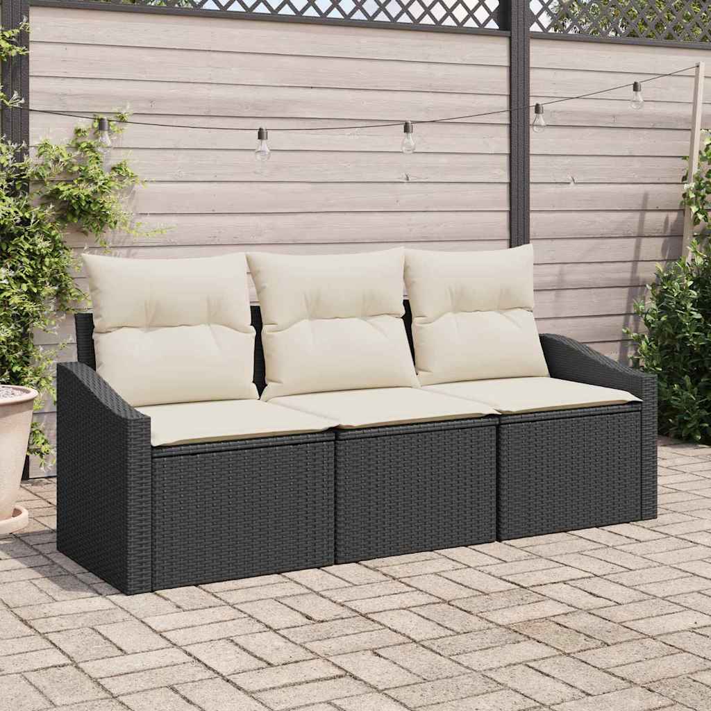 Tuin Sofa Set 3 Pcs Poly Rattan En Poedergecoat Staal