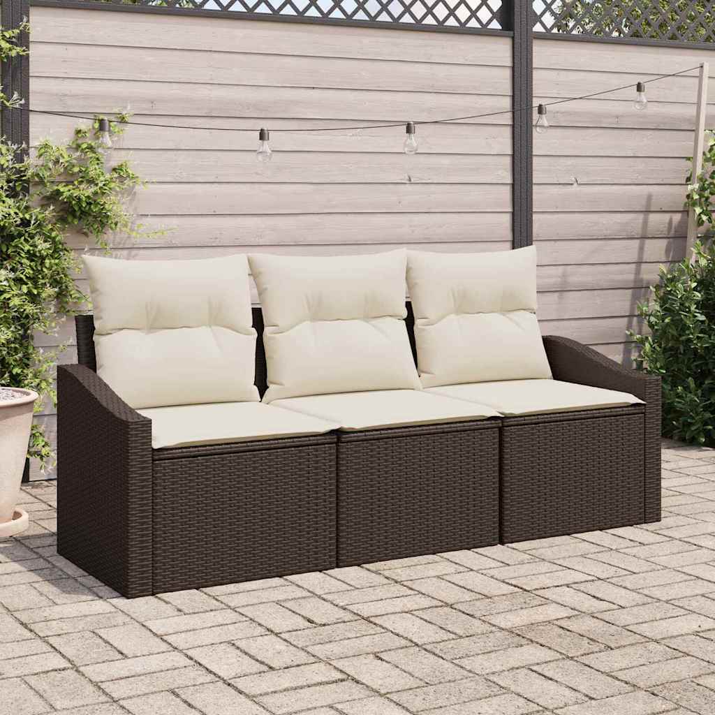 Tuin Sofa Set 3 Pcs Poly Rattan En Poedergecoat Staal