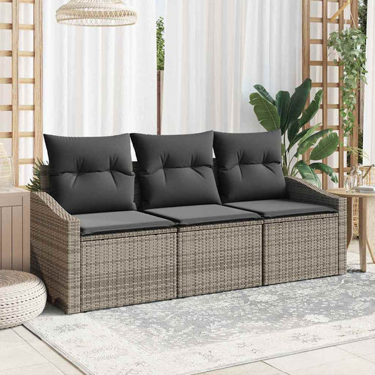 Tuin Sofa Set 3 Pcs Poly Rattan En Poedergecoat Staal