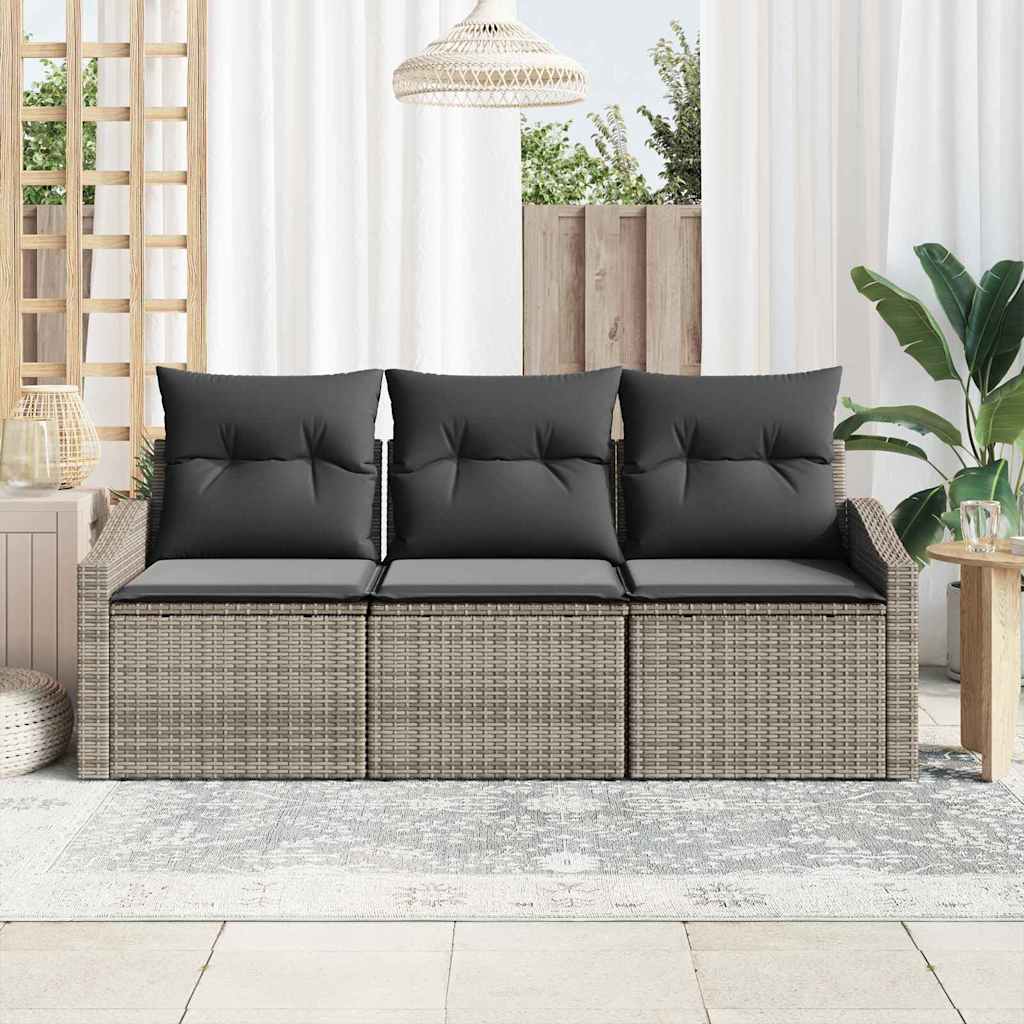 Tuin Sofa Set 3 Pcs Poly Rattan En Poedergecoat Staal