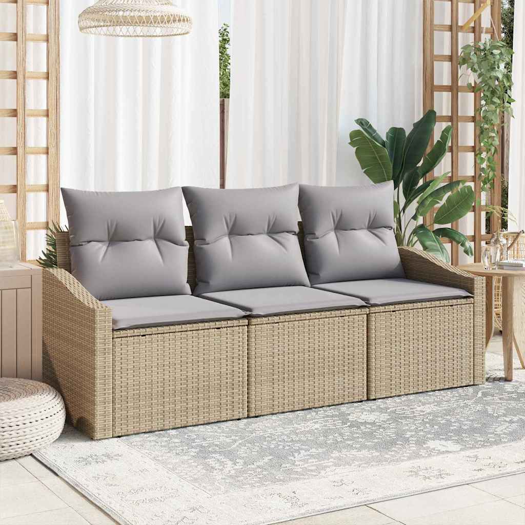 Tuin Sofa Set 3 Pcs Poly Rattan En Poedergecoat Staal