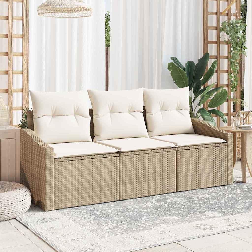 Tuin Sofa Set 3 Pcs Poly Rattan En Poedergecoat Staal