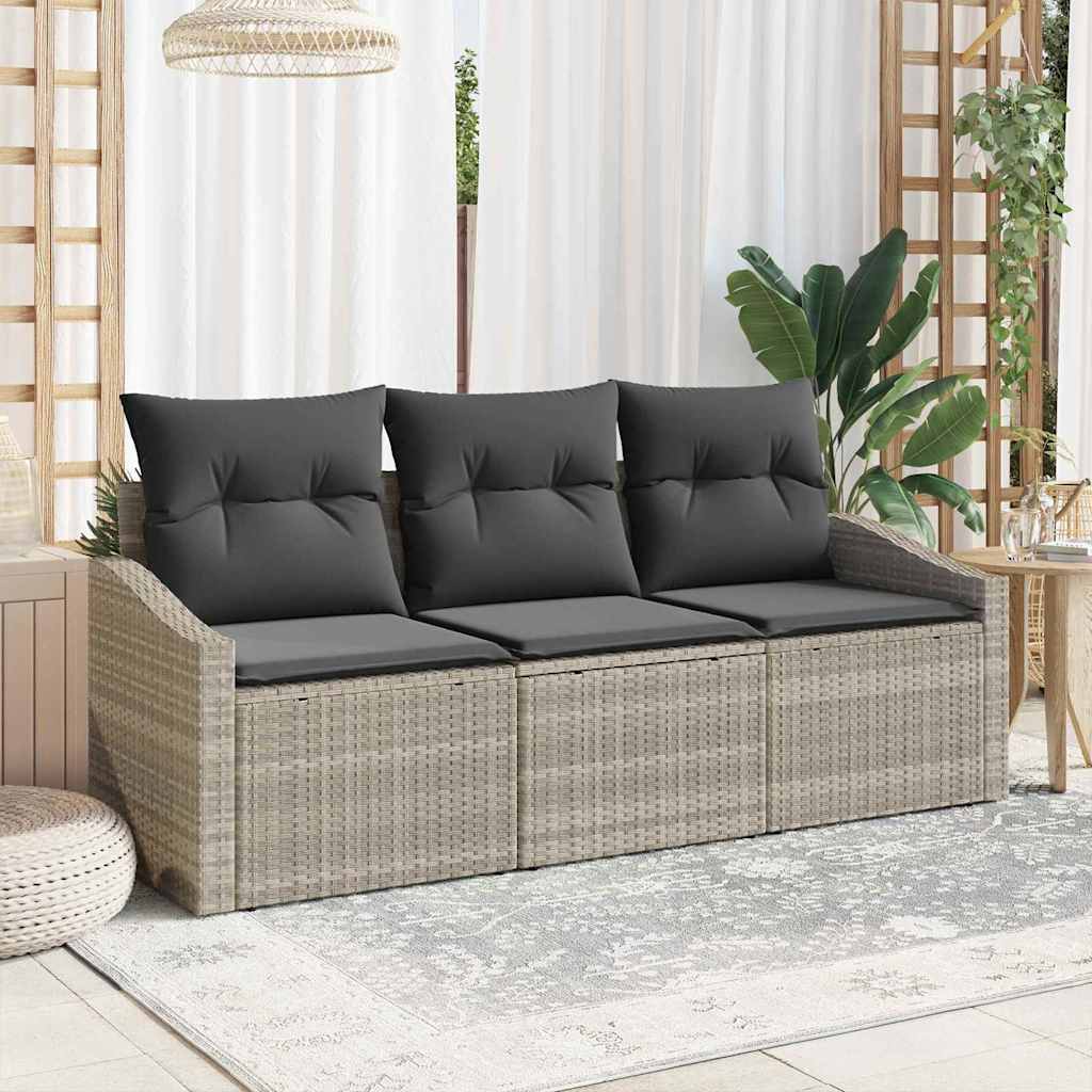Tuin Sofa Set 3 Pcs Poly Rattan En Poedergecoat Staal