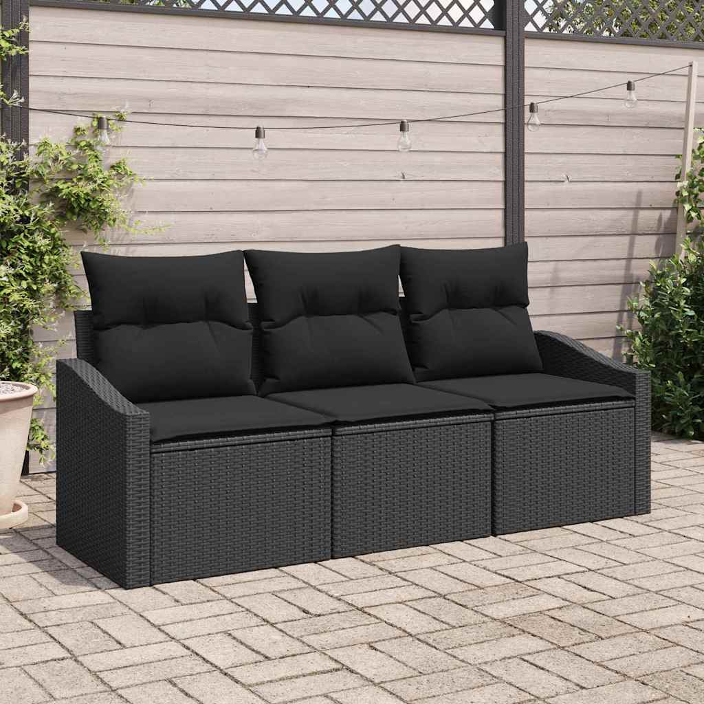 Tuin Sofa Set 3 Pcs Poly Rattan En Poedergecoat Staal
