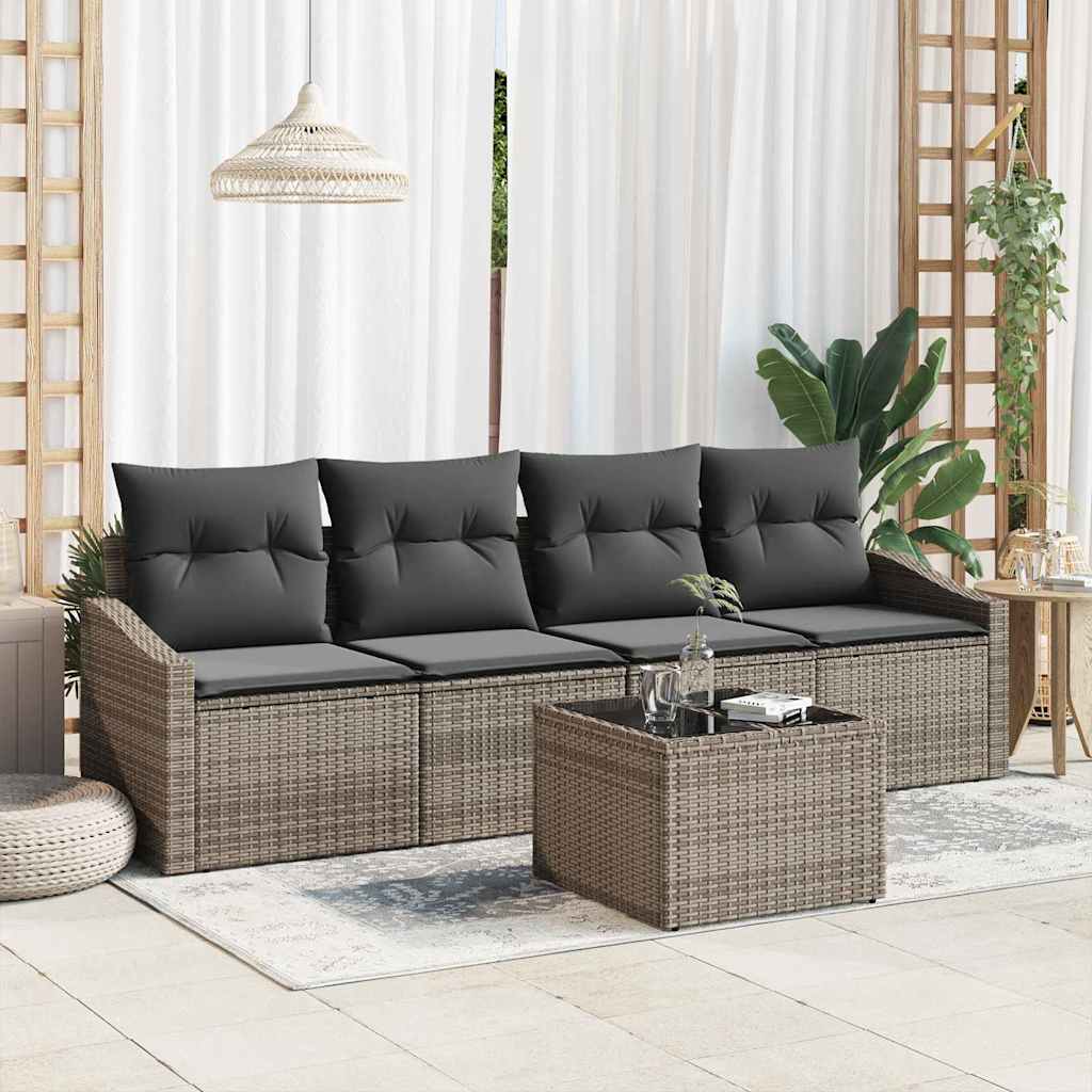 Tuin Sofa Set 5 Pcs Licht Grijs En Donker Grijs 55 X 55 X 37 Cm